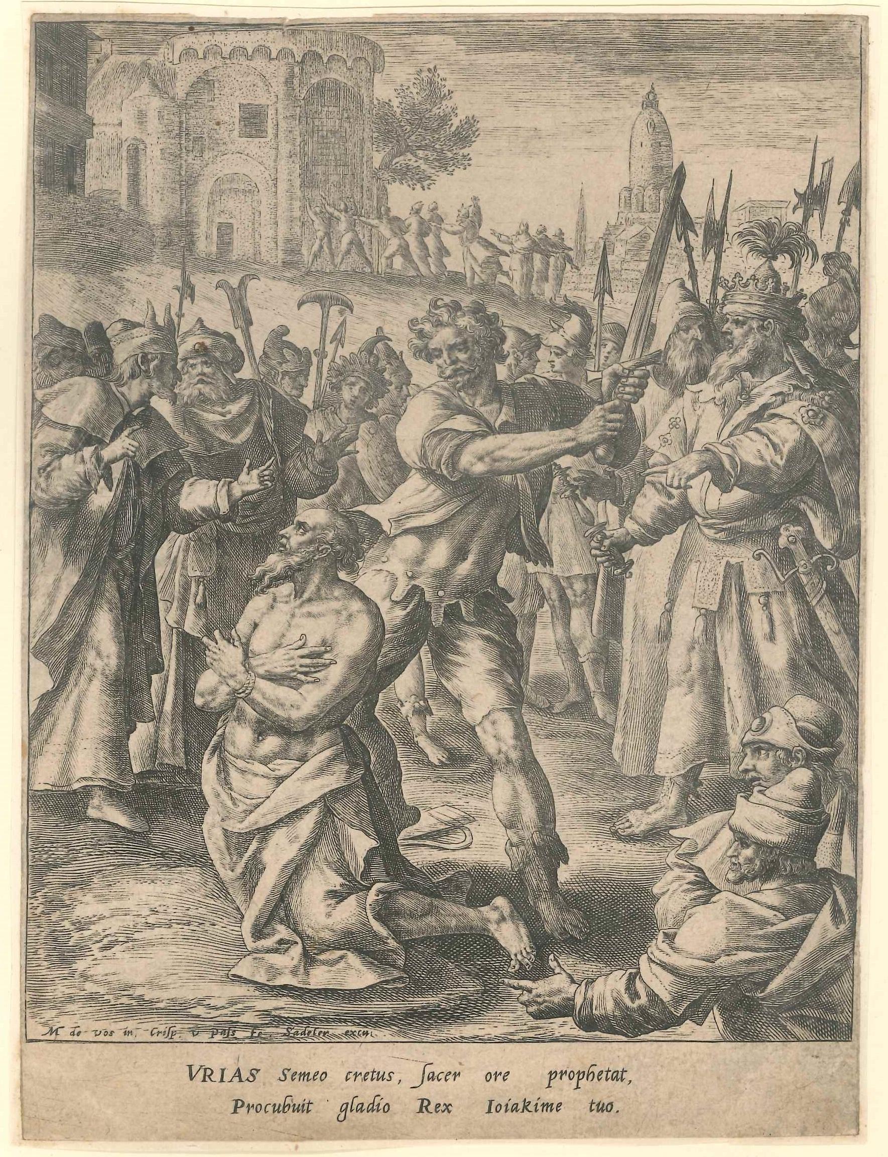 Crispijn van de Passe Figurative Print - Urias - Original Etching by Crispijin van de Passe - Early 1600