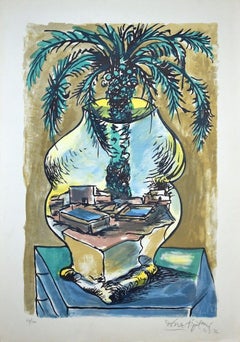 Le vase - Lithographie originale d'Ercole Pignatelli - 1972