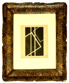 Black Geometrical Composition - China Ink Drawing by F. Kupka