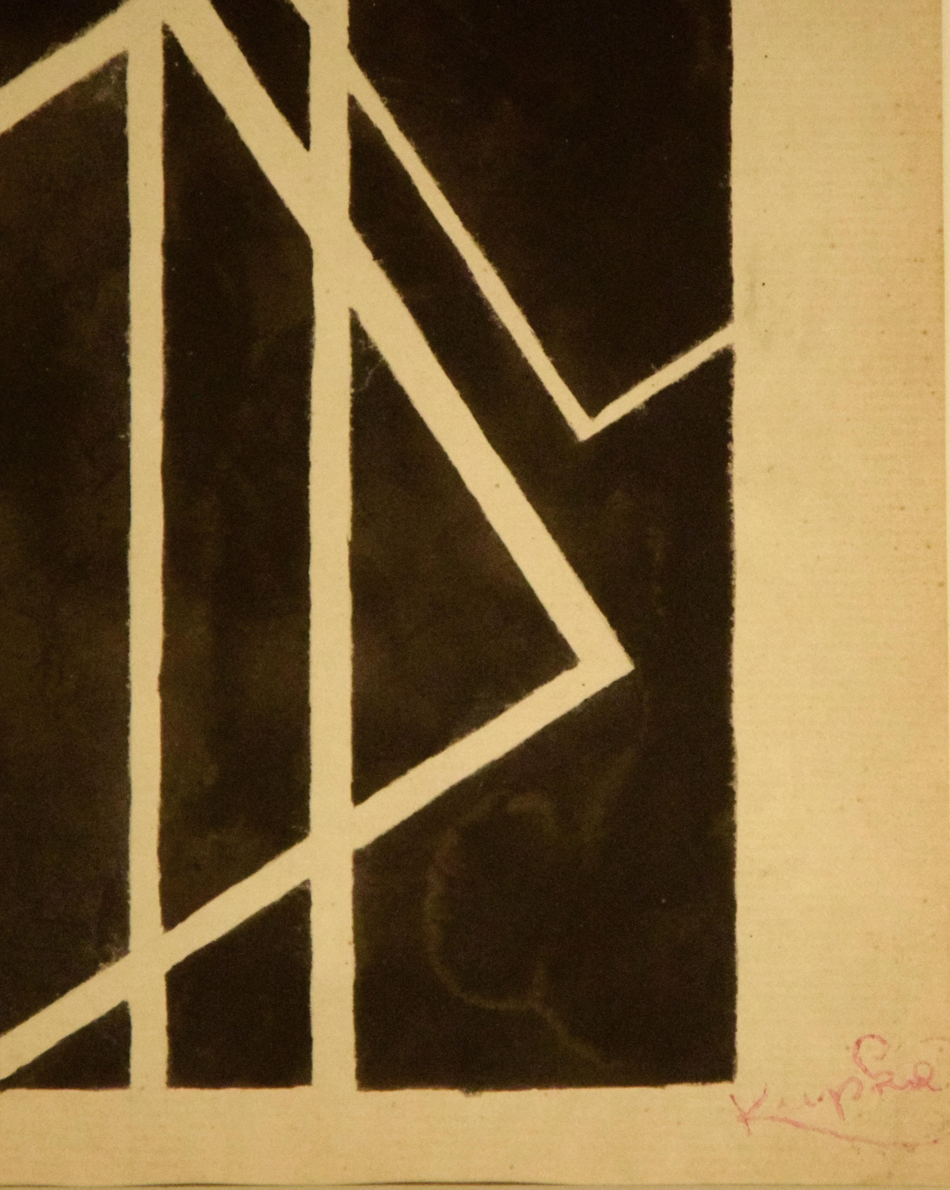 Schwarze geometrische Komposition – China-Tintezeichnung von F. Kupka  (Geometrische Abstraktion), Art, von Frantisek Kupka
