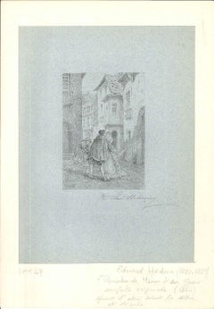 Rencontre de Manon et des Greux  Gravure à l'eau-forte d'Edouard Médouin - 1874