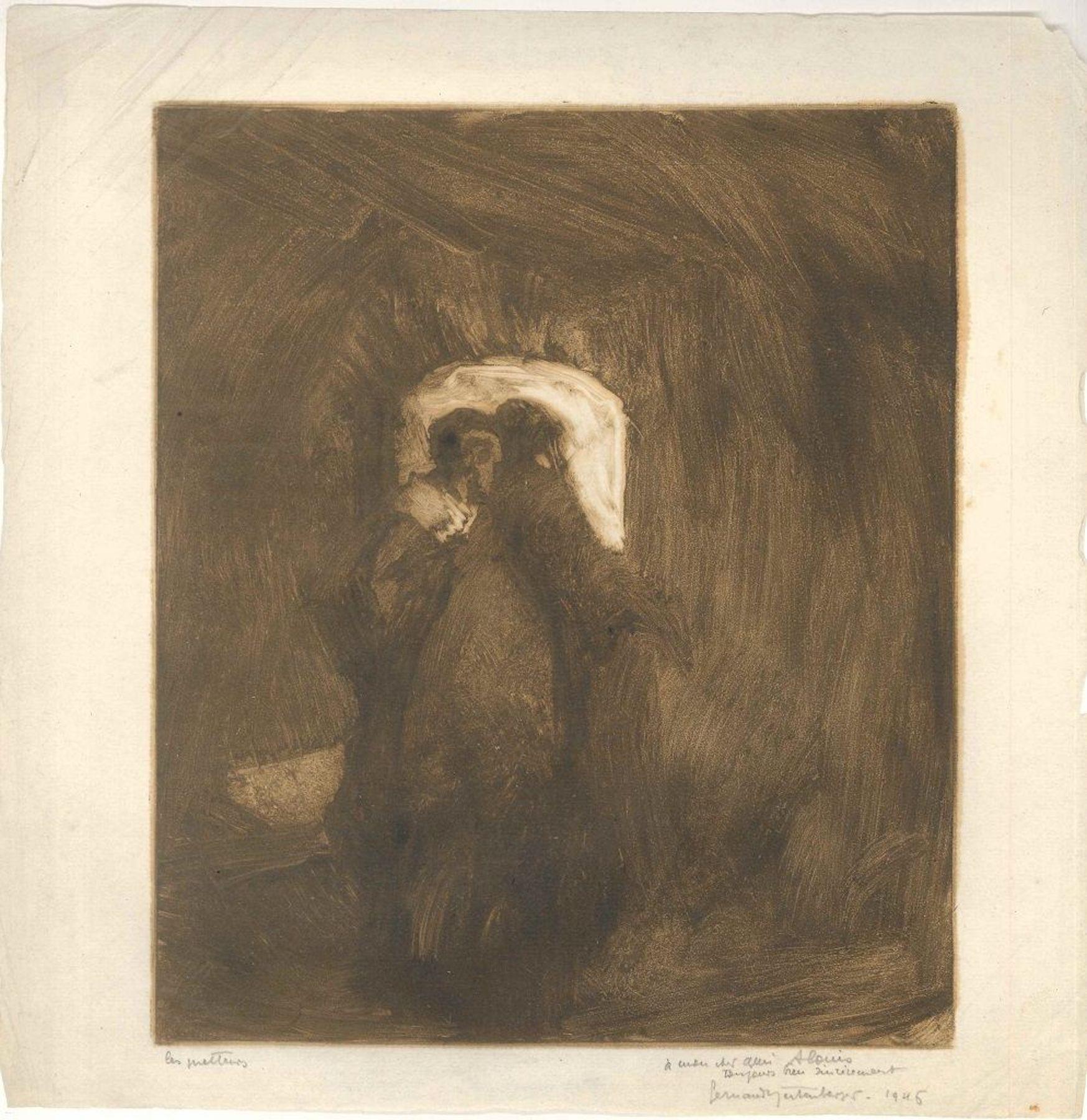 Les Figures es una obra original realizada por el artista francés Fernand Hertenberger en 1945.

Titulado a lápiz en la esquina inferior izquierda. Firmado a mano, fechado y dedicado en la esquina inferior derecha.

Passepartout incluido: 51 x 34