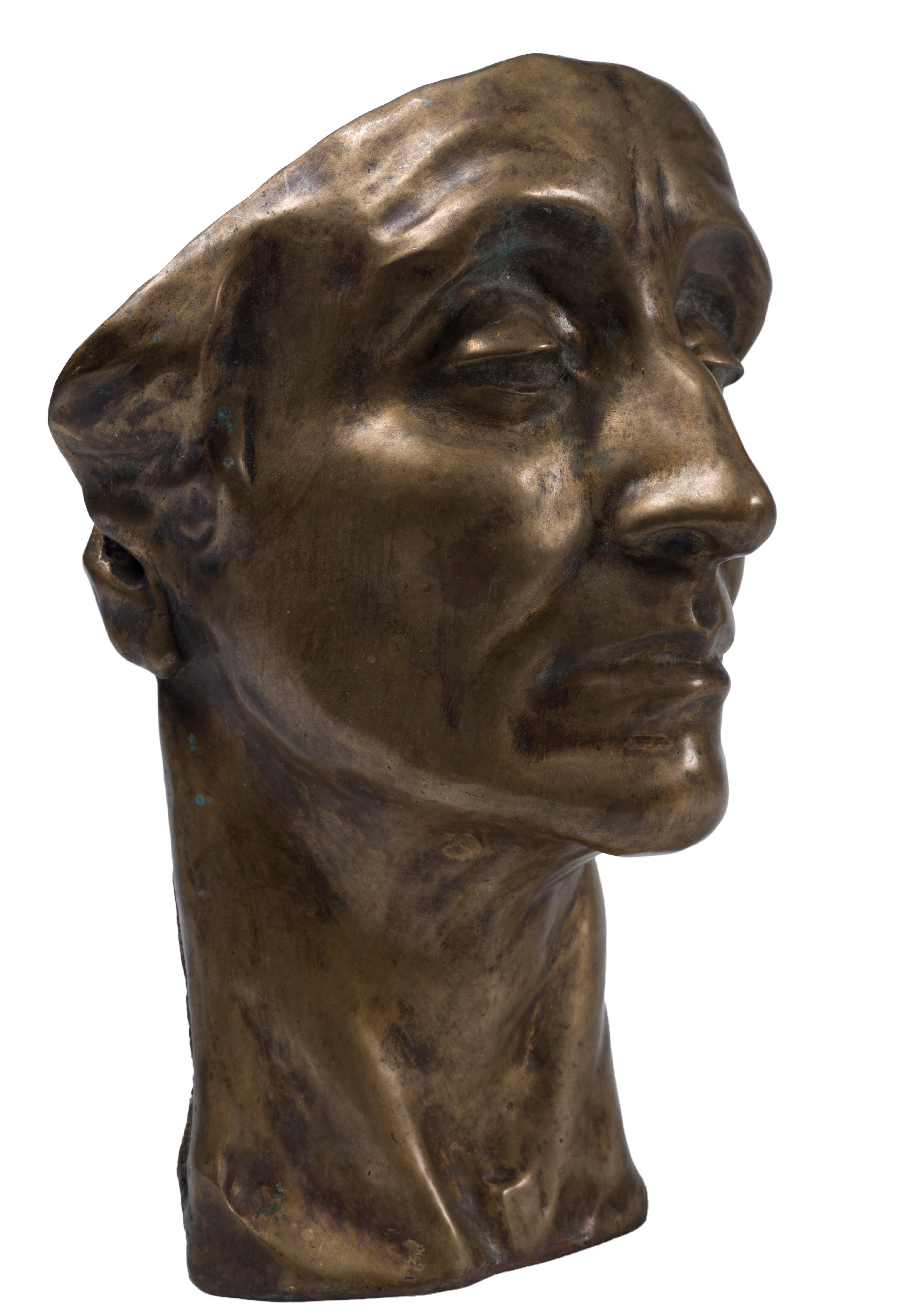 Tête d'homme - Sculpture en bronze d'Amedeo Bocchi - Années 1920 en vente 1