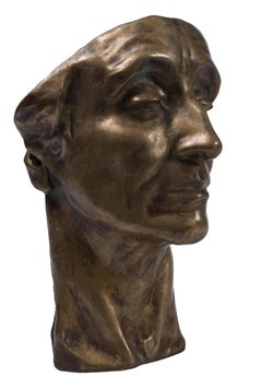 Head of Man - Bronze Sculpture by Amedeo Bocchi - 1920s