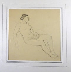 Femme Nue - Original Pencil Drawing by Horace Vernet - Mid 1800