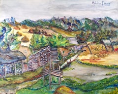 Paysage d'Alsace - Original Tempera and Watercolor on Paper by M. Frouin