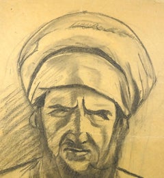 Portrait Of Man - Original Charcoal Drawing by Gio Colucci - 20th Century