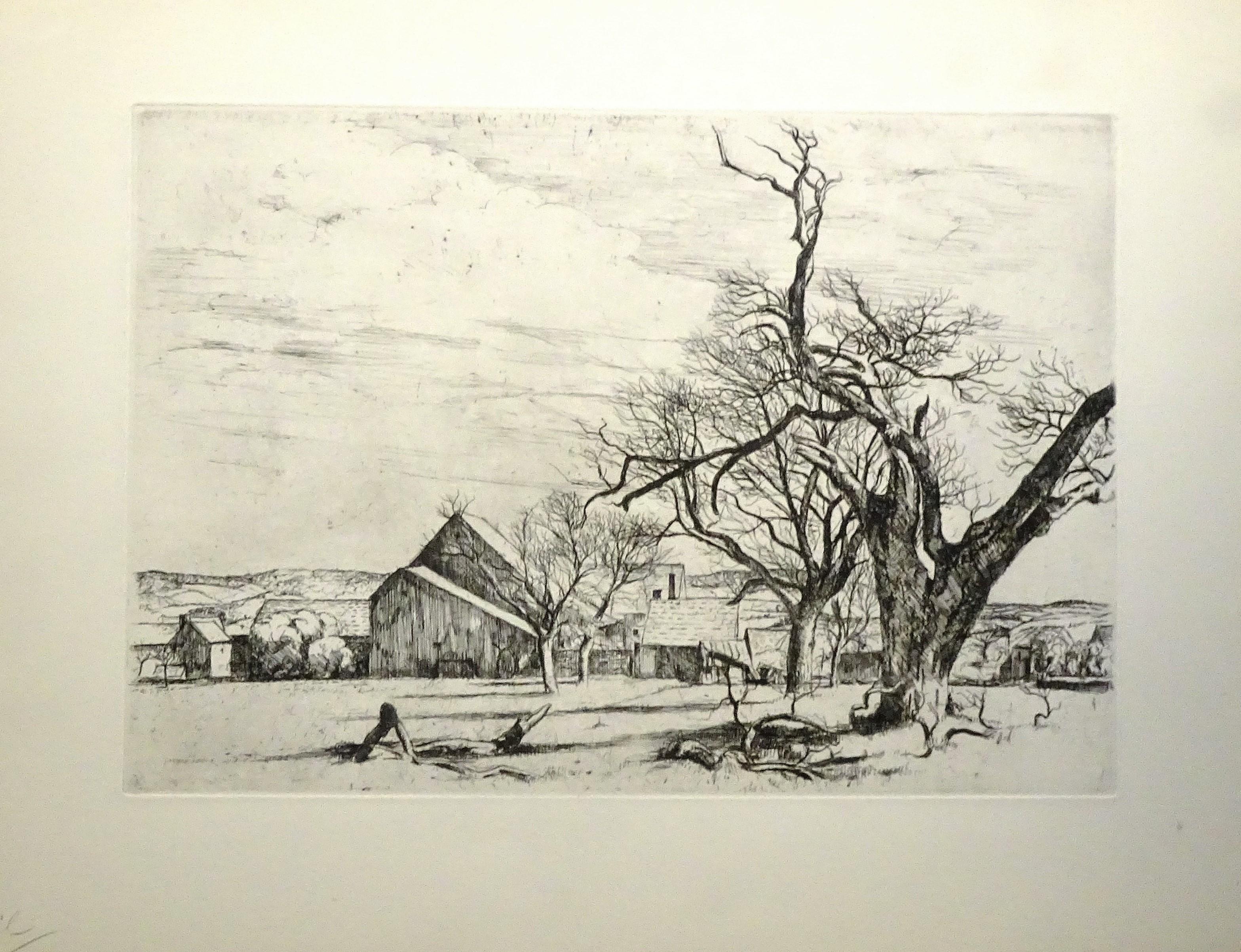 Untitled - Original Etching and Drypoint by Eugène Corneau - 1930s
