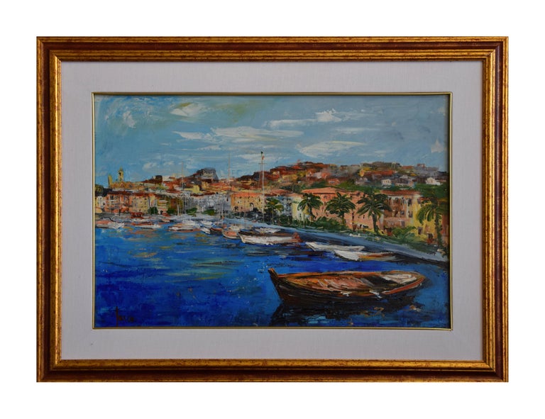 Luciano Sacco - View f Porto S. Stefano (Italy) - Original Oil on ...