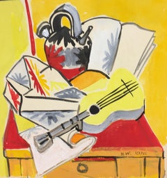 Vintage La Guitare (The Guitar) - Original Tempera by Henry Wormser