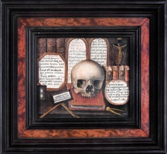  Skull with Sacred Writings and Tablets of the Law - Tempera on Cardboard