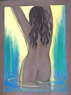 Aphrodite Anadyomene - Original Watercolor and Tempera by Emile Deschler - 1976