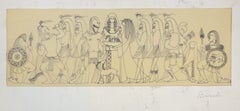 Mythological Scene - Original Ink Drawing on Parchment by Buscot