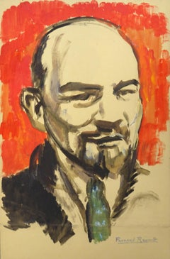 Portrait of Lenin - Original Tempera on Paper by Albert Fernand-Renault - 1930s