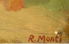 La Doccia (The Shower) - Oil on Wooden Panel by R. Monti - 1944