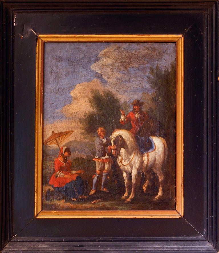 Unknown Landscape Painting - The Knight - Original painting - XVII century