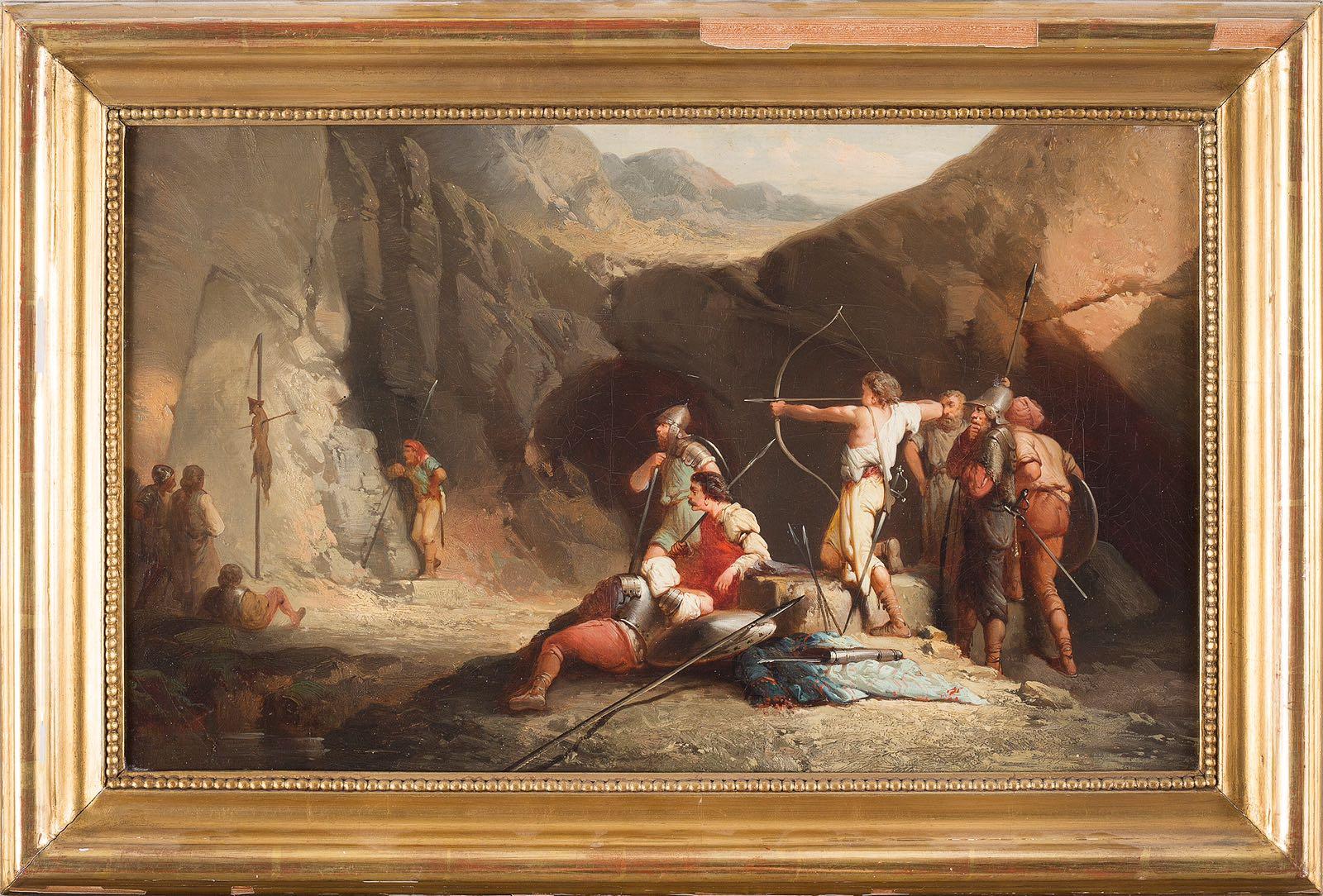 Unknown Figurative Painting - Archery - Oil on Canvas by an Anonymous French Master end of 18th/Early 19th
