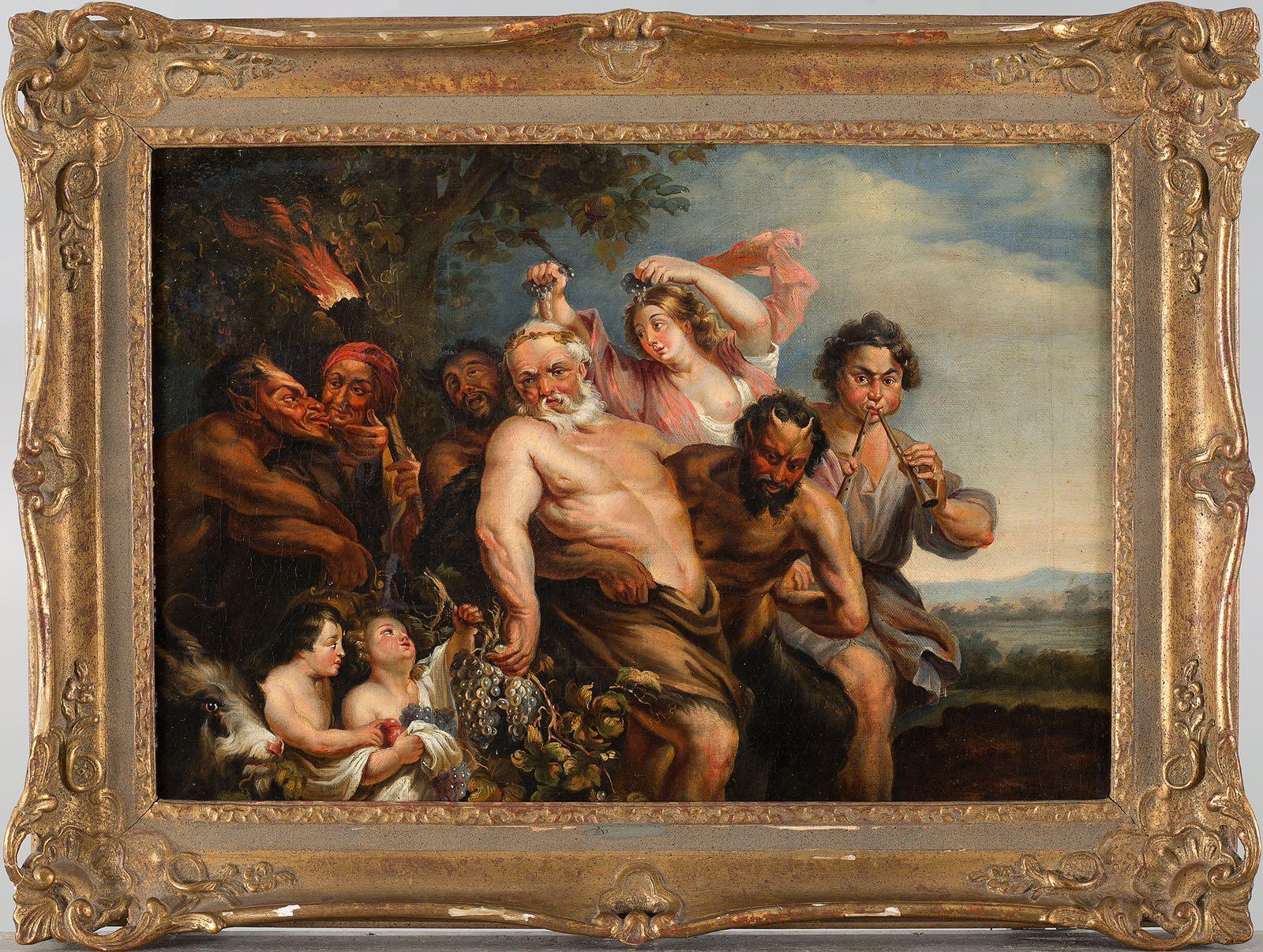 Unknown Figurative Painting - Carnival Scene - Oil Painting by North European Artist After Van Dyck 