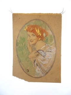 Woman Laughing - Original Pastel by Michel Simonidy - 1920s