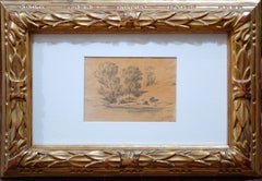 Paysage - Dessin au crayon de Giorgio De Chirico - 1977