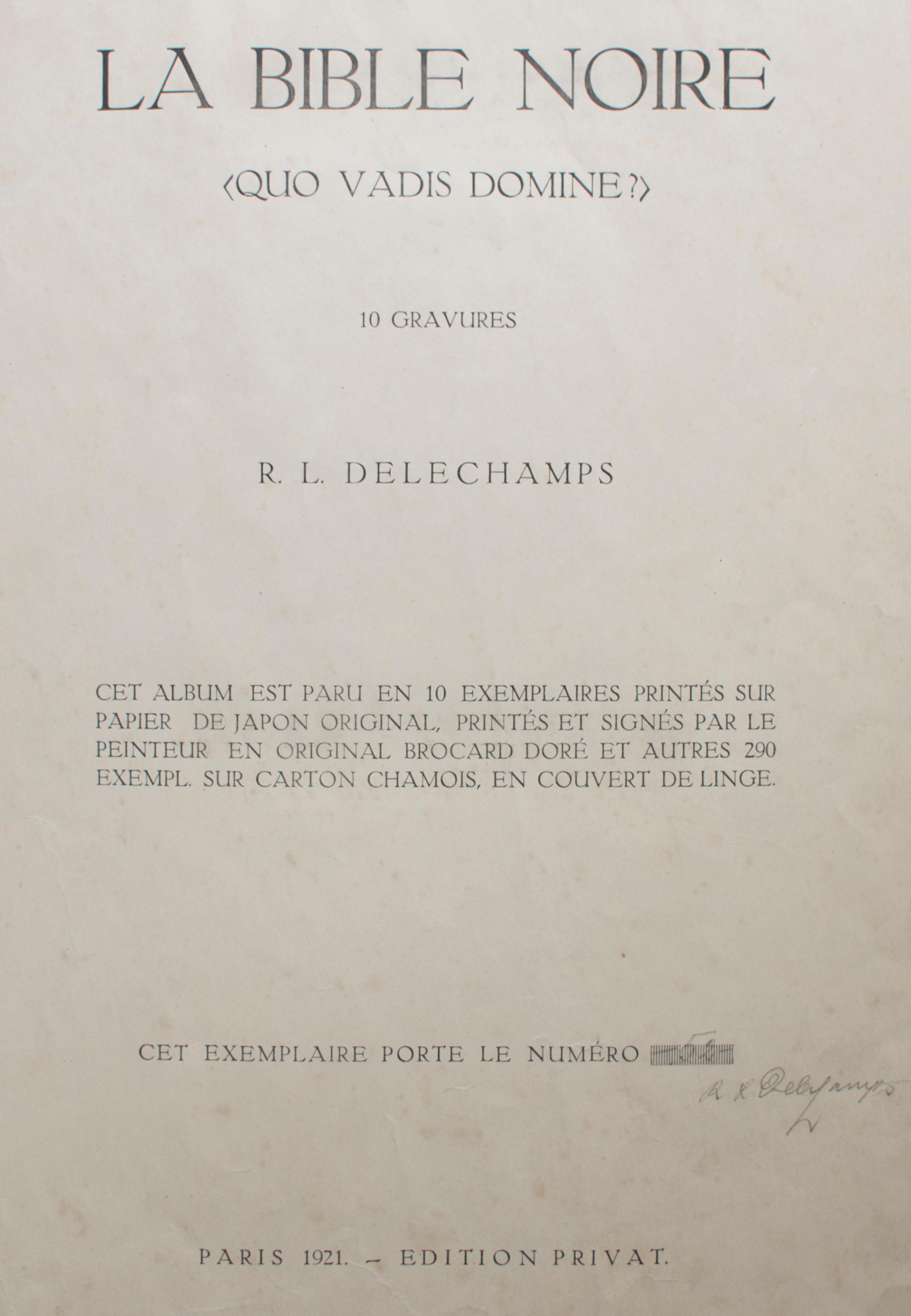 R.L. Delechamps (pseudonym) Figurative Print - La Bible Noire - Rare Complete Suite of Etchings by R.L. Delechamps - 1921