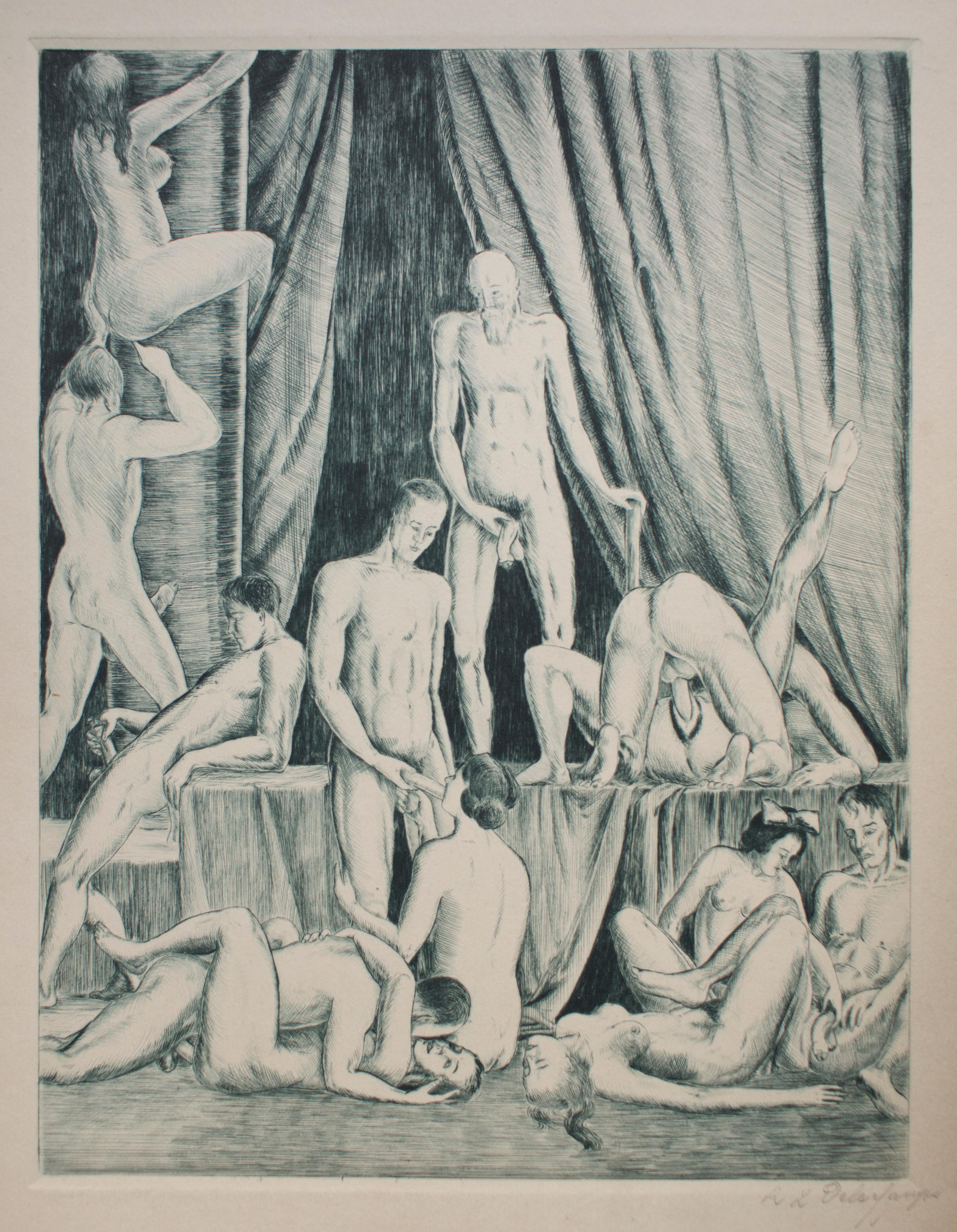 La Bible Noire - Rare Complete Suite of Etchings by R.L. Delechamps - 1921 - Print by R.L. Delechamps (pseudonym)