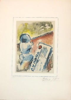 Original Lithographie „Kaffee“ von Ardengo Soffici, 1962