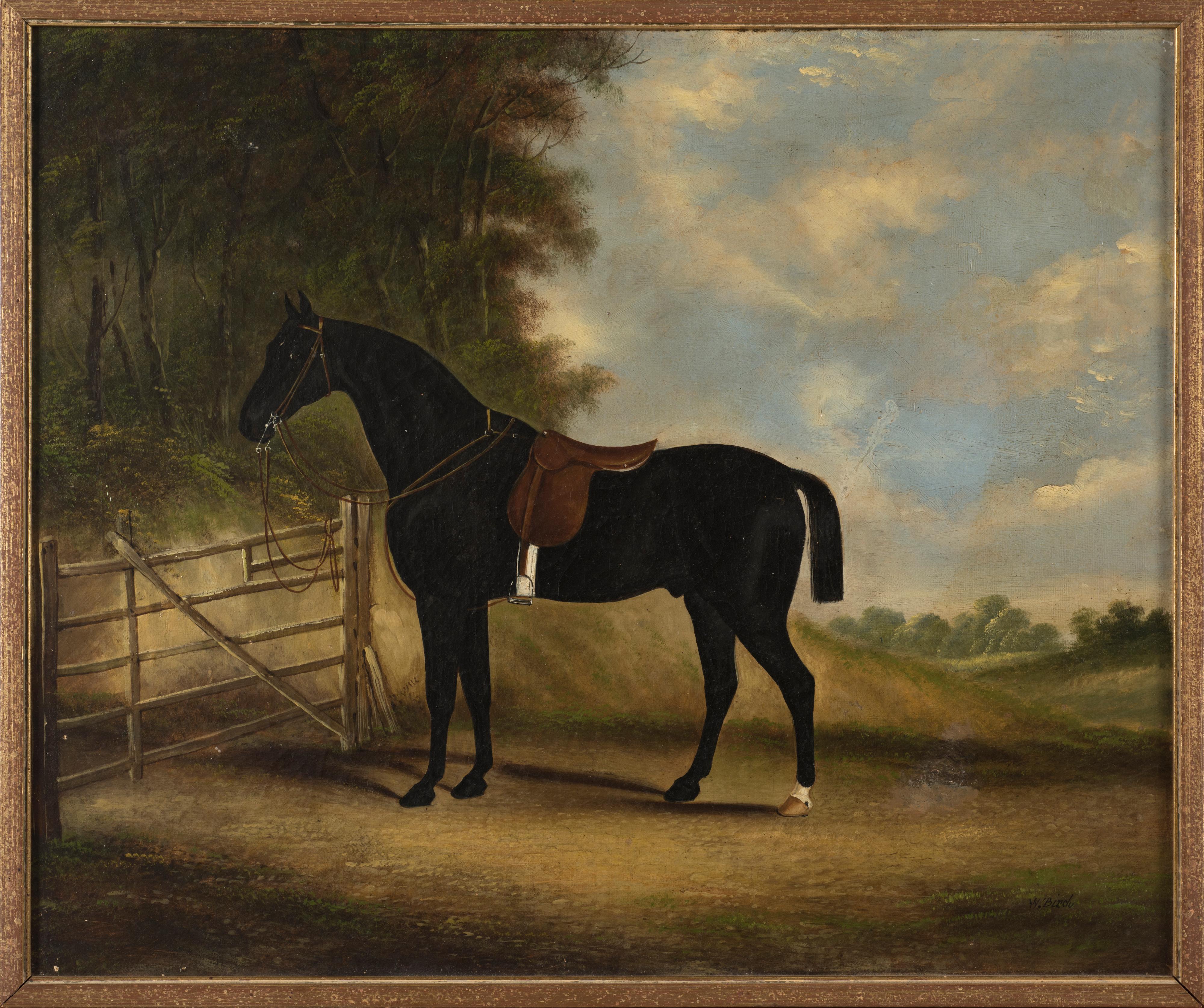 Thoroughbred Horse in a Stall - Original Oil on Canvas by Alfonso Grace - 1833 1