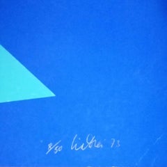 Blue Composition - Original Screen Print by Lia Drei - 1972