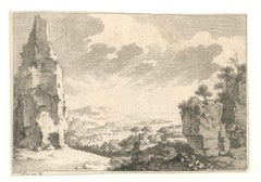 Landscape with Rocks - Original Etching by P.Q. Chedel