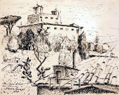 Villa Medici / Rome - Original Ink Drawing by Beppe Guzzi - 1949