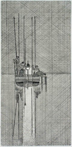 Fishing Boat - Original Etching by Bruno Caruso - Second Half of 1900