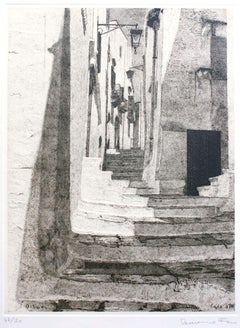 Ostuni (Puglia, Italy) - Original Etching by Domenico Faro - 1987/88