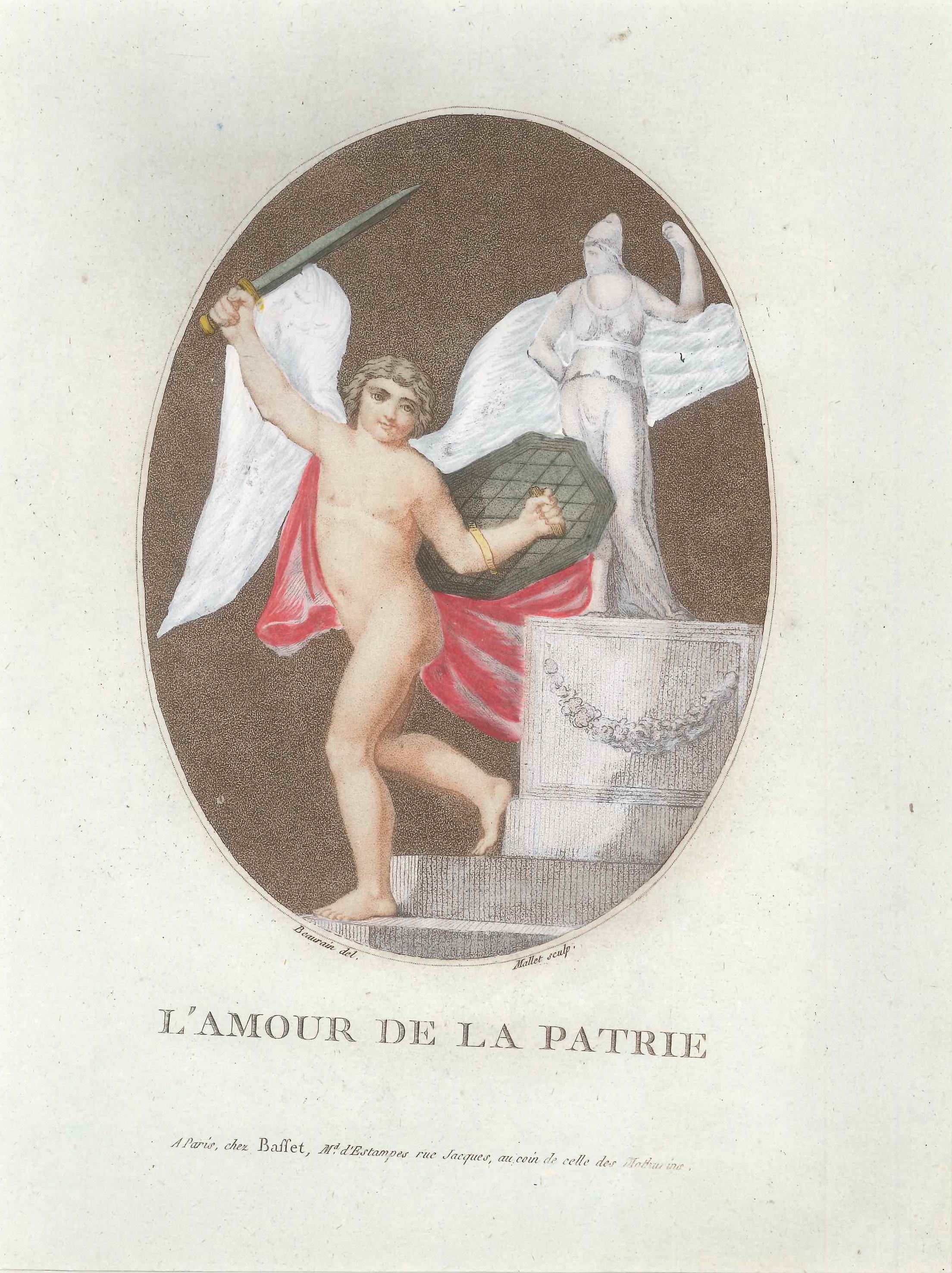 François Marie Beaurain Figurative Print – L'Amour de la Patrie – Radierung von F.M. Beaurain und J.-B. Malle