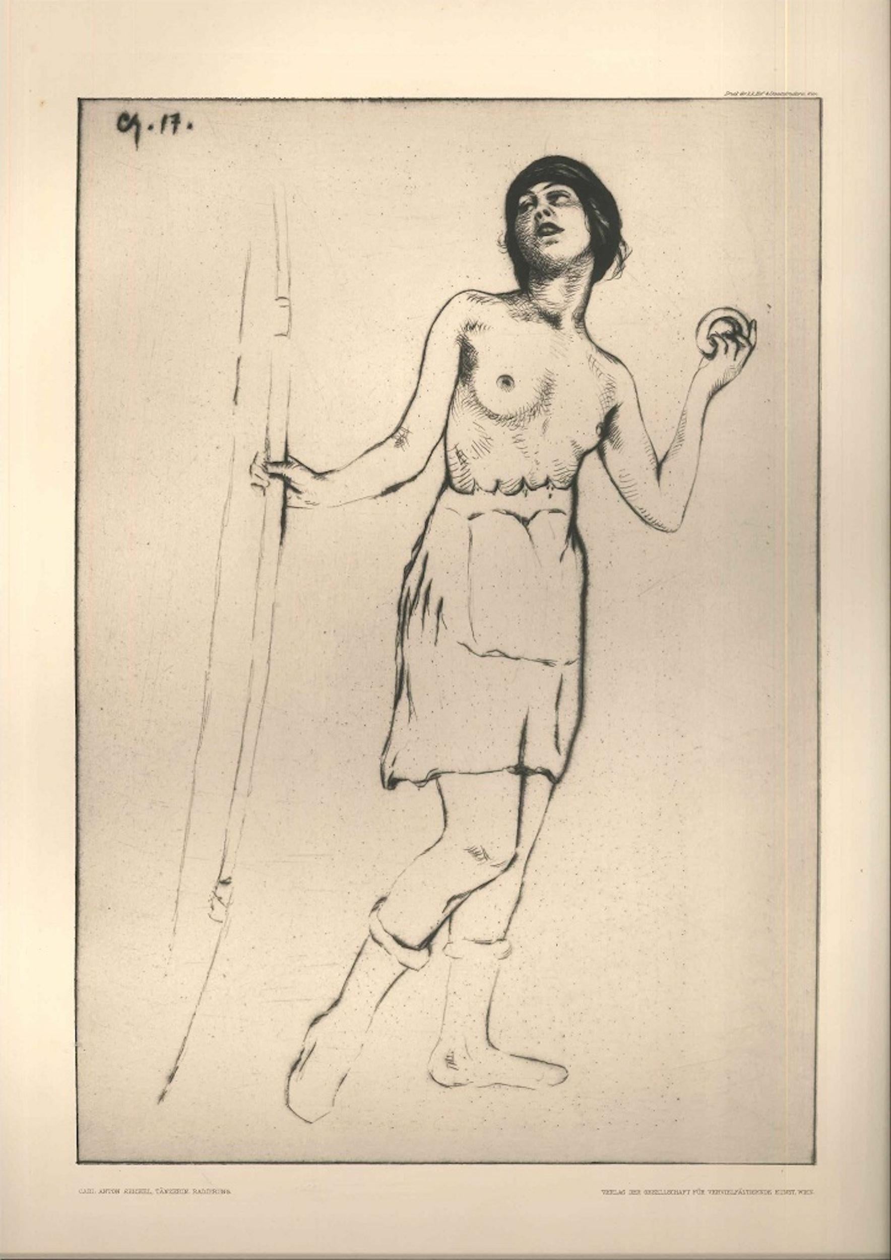 Carl Anton Reichel Figurative Print - Tanzerin - Original Etching by C.A. Reichel - 1917