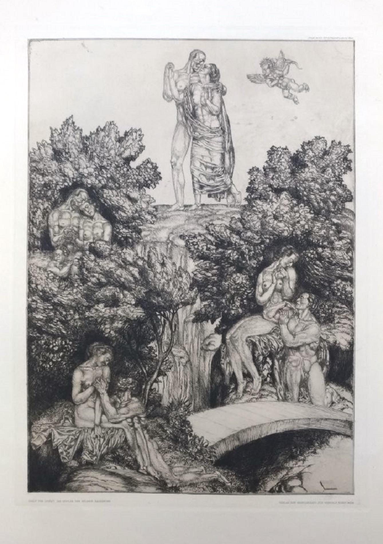 Josef von Diveki Figurative Print - Die Gefilde der Seligen - Original Etching by J. von Diveki - 1917