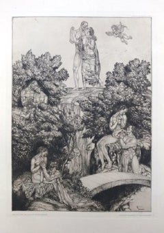 Die Gefilde der Seligen - Original Etching by J. von Diveki - 1917