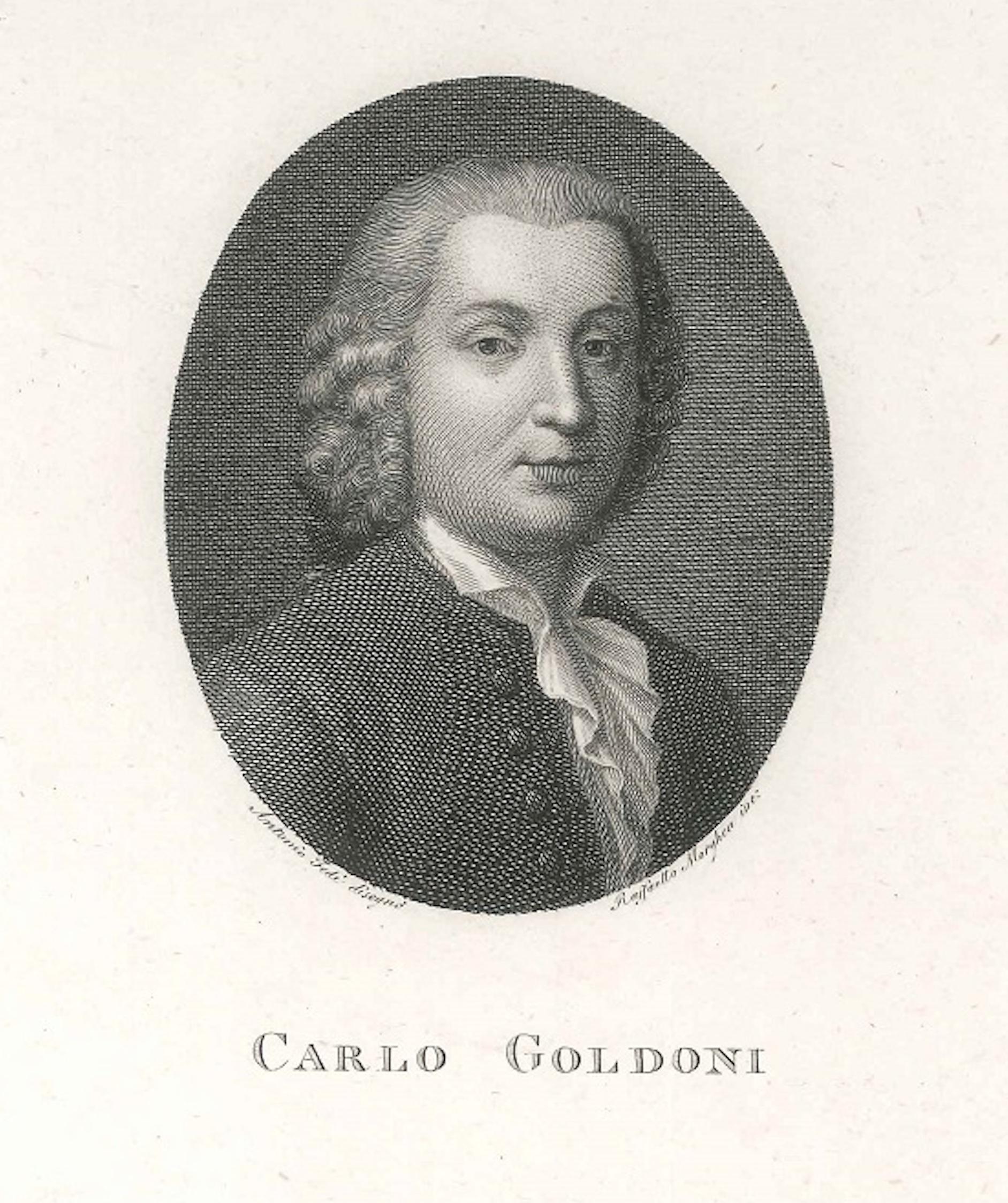 Raffaello Morghen Figurative Print - Portrait of Carlo Goldoni - Original Etching by R. Morghen - First Half of 1800