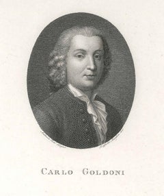 Portrait de Carlo Goldoni - gravure originale de R. Morghen - première moitié de 1800