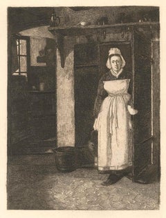 Sortie de la Cave - Gravure originale de F. Bonvin - 1871