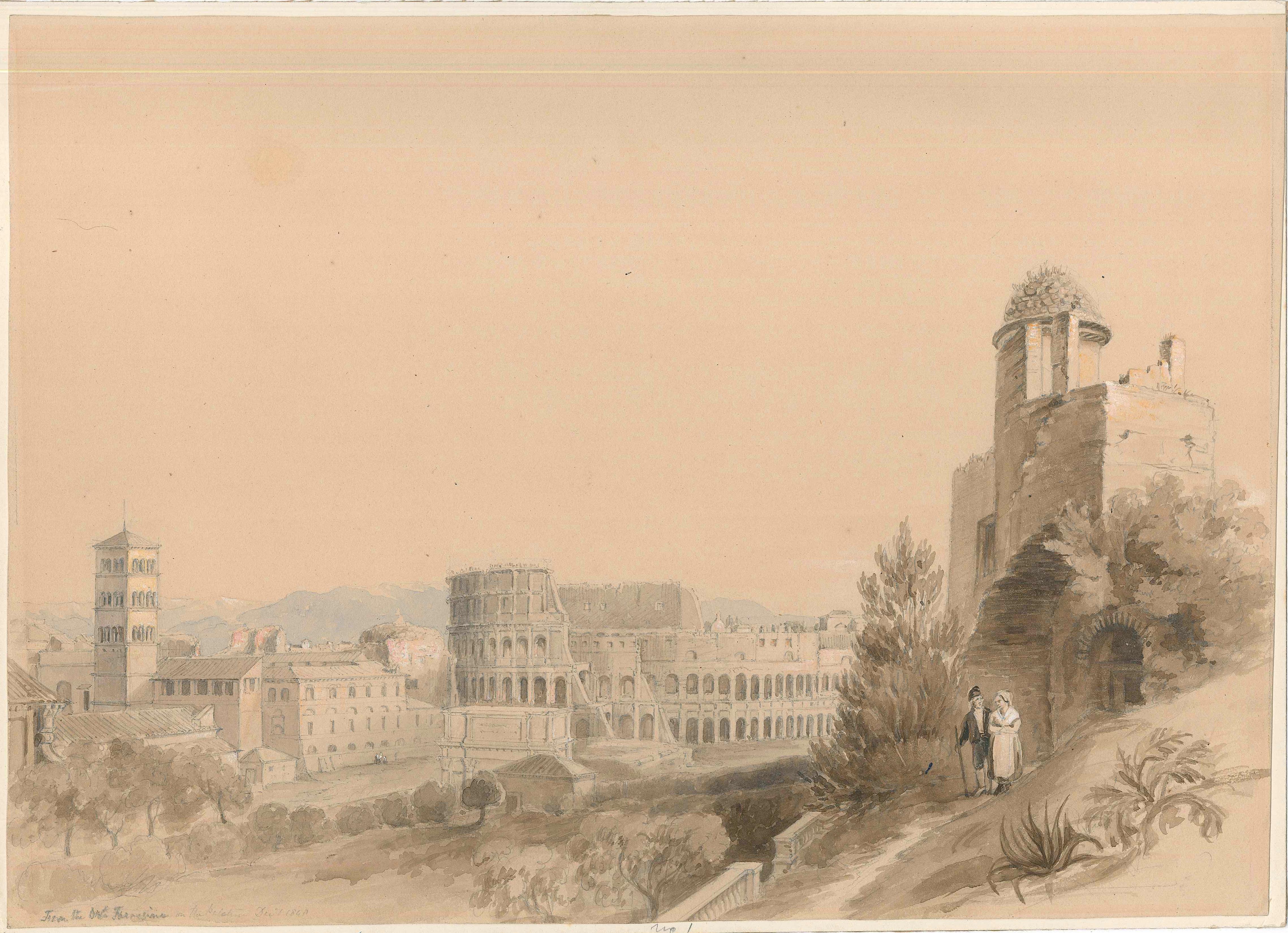 View Of Rome - Watercolor on Paper by C.R. Cockerell - Mid 19th Century