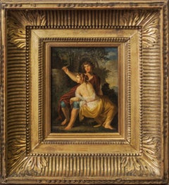 Angelica et Medoro - Huile sur toile de l'école italienne 18e-19e siècle