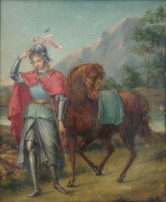 Landscape with Knight (or Saint Martin of Tours) - Oil Paint by French School