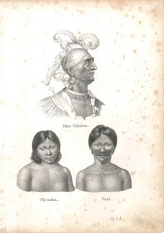 Antique Mico Chlucco, Miranha, Juri - Original Lithograph 1827 ca.