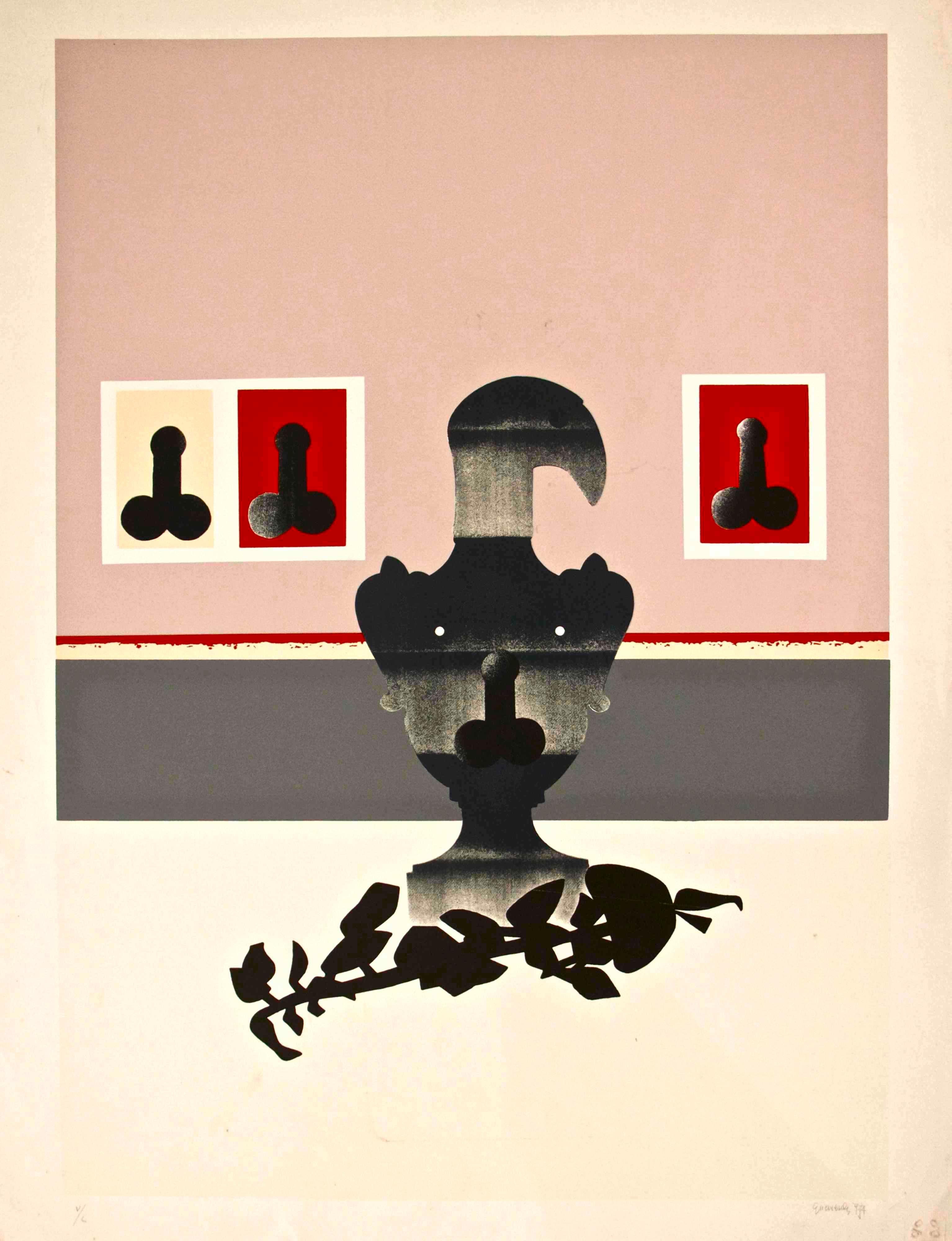 Figures - Original Screen Print Giuseppe Guerreschi - 1974