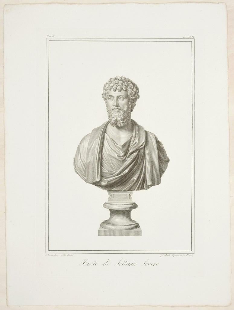 Bust of Septimius Severus - Original Etching by G.B. Leonetti After B. Nocchi