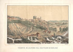 Vista de Sepino - Litografía original de F- Cirelli - Mediados del siglo XIX
