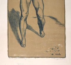 Akt eines Mannes – handkolorierte Lithographie von Max Lingner
