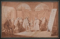 Francesco I and Titian in the Painter's Studio - Original Drawing 1824