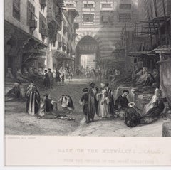 Gate Of The Metwáleys - Cairo - Original Etching by E. Challis - 1860s